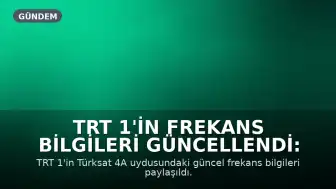 TRT 1'in Frekans Bilgileri Güncellendi: Yeni Frekans Ayarları Nasıl Yapılır?