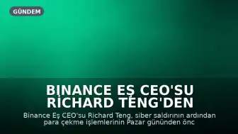 Binance Eş CEO'su Richard Teng'den Açıklama: Para Çekme İşlemleri Pazar Günü Öncesinde Başlayabilir